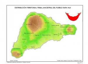 Distribution territoriale ancestrale clanique du Royame de Te Pito O Te Henua, Alberto Hotus, 1988.